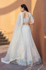 Thumbnail for Monjolika Fashion White Embroidered Silk Engagement A Line Lehenga Choli