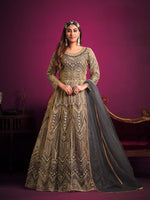 Thumbnail for Anaita Grey Embroidered Net Anarkali Suit - Distacart
