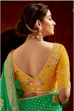 Thumbnail for Monjolika Fashion Emerald Green Designer Dola Silk Wedding Saree