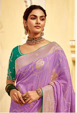 Thumbnail for Monjolika Fashion Lavender Purple Designer Dola Silk Wedding Saree