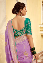 Thumbnail for Monjolika Fashion Lavender Purple Designer Dola Silk Wedding Saree