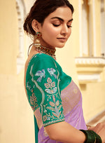 Thumbnail for Monjolika Fashion Lavender Purple Designer Dola Silk Wedding Saree