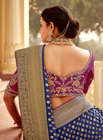 Thumbnail for Monjolika Fashion Navy Blue Banarasi Weaving Dola Silk Wedding Saree