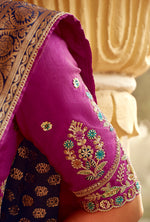 Thumbnail for Monjolika Fashion Navy Blue Banarasi Weaving Dola Silk Wedding Saree