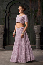 Thumbnail for Monjolika Fashion Lavender Net Lehenga Choli In Thread Embroidered