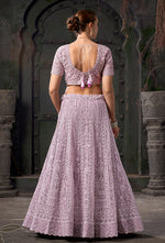 Thumbnail for Monjolika Fashion Lavender Net Lehenga Choli In Thread Embroidered