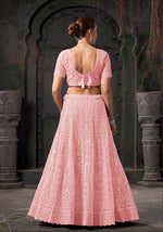 Thumbnail for Monjolika Fashion Light pink Net Lehenga Choli In Thread Embroidered