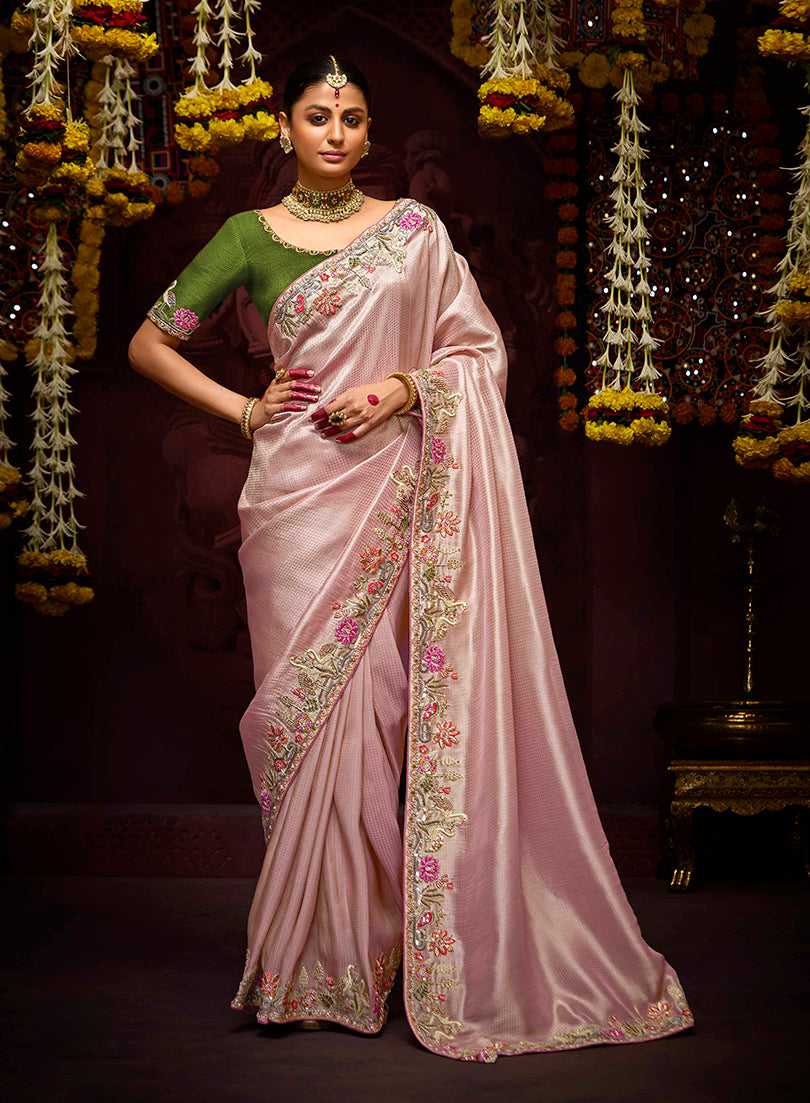 Monjolika Fashion Kanjivaram Silk Thread Contemporary Saree in Purple & Pink