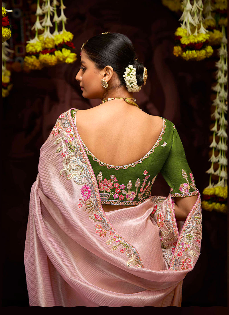 Monjolika Fashion Kanjivaram Silk Thread Contemporary Saree in Purple & Pink