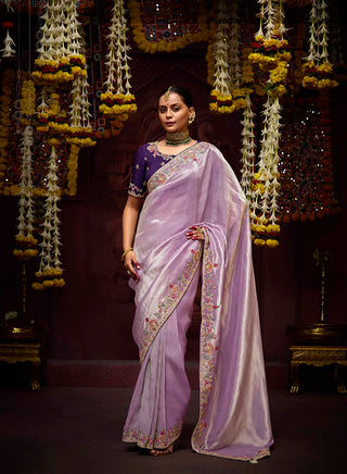 Monjolika Fashion Lavender Sequins Kanjivaram Silk Designer Saree