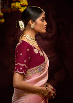 Thumbnail for Monjolika Fashion Kanjivaram Silk Weaving Rose Pink Contemporary Saree
