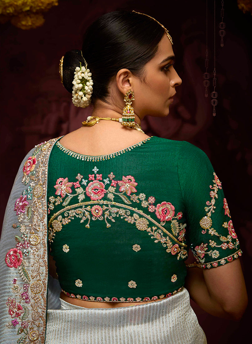 Monjolika Fashion Kanjivaram Silk Sequins Classic Saree in Grey