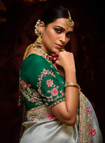 Thumbnail for Monjolika Fashion Kanjivaram Silk Sequins Classic Saree in Grey