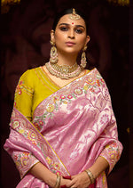 Thumbnail for Monjolika Fashion Embroidered Sequins Zari Traditional Saree in Purple & Pink