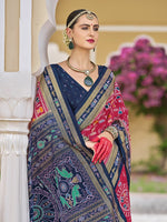Thumbnail for Monjolika Fashion Silk Foil Print Classic Saree In Hot Pink