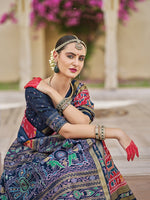 Thumbnail for Monjolika Fashion Silk Foil Print Classic Saree In Hot Pink