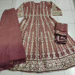 Thumbnail for Anaita Peach Embroidered Silk Anarkali Suit() - Distacart