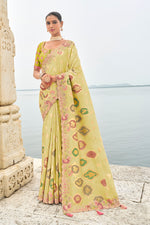 Thumbnail for Monjolika Fashion Silk Blend Stone Green Classic Saree