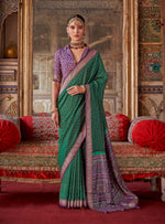 Thumbnail for Monjolika Fashion Silk Blend Green Printed Contemporary Saree - Distacart