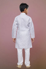 Thumbnail for Raivat Ethnic Cotton Digital Print Kids Kurta Pajama In Light Grey Colour - Distacart