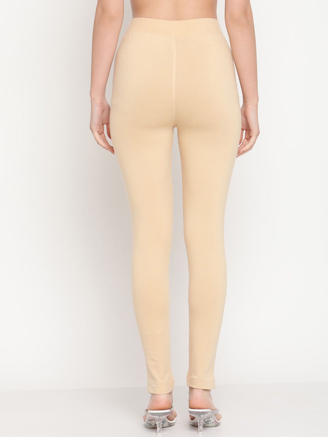 TAG 7 Women Set Of 2 Solid Beige & Red Leggings - Distacart
