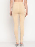 Thumbnail for TAG 7 Women Set Of 2 Solid Beige & Red Leggings - Distacart