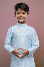 Thumbnail for Raivat Ethnic Cotton Digital Print Kids Kurta Pajama In Light Blue Colour - Distacart