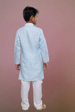 Thumbnail for Raivat Ethnic Cotton Digital Print Kids Kurta Pajama In Light Blue Colour - Distacart