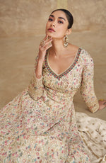 Thumbnail for Anaita White Real Georgette Sequins Embroidered Anarkali Salwar Suit - Distacart