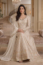 Thumbnail for Anaita Cream Georgette Stitched Anarkali Suit with Embroidery Sequence Work - Dista