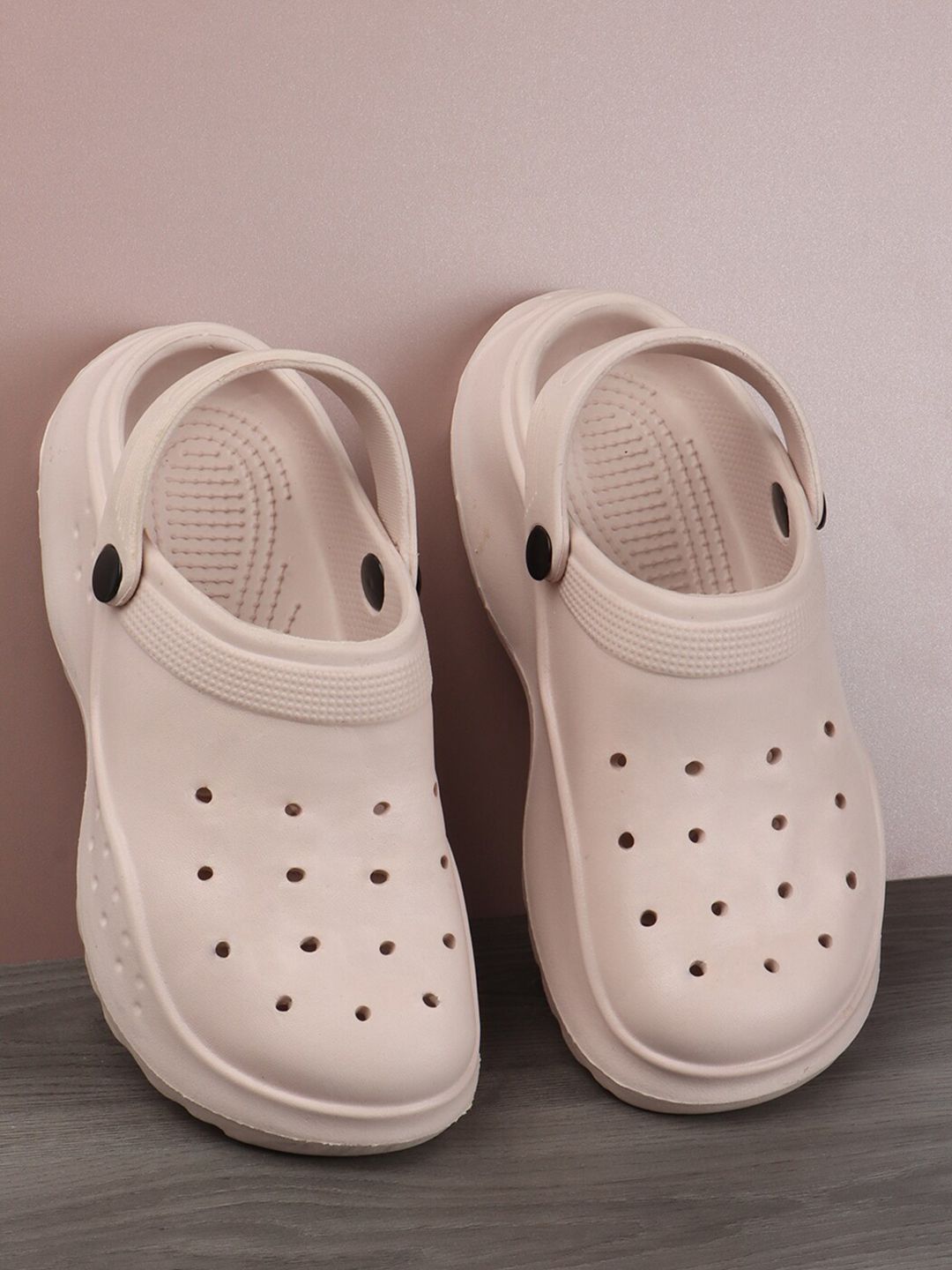 Roadster The Lifestyle Co. Women Beige Self Design Lightweight Clogs