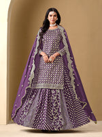 Thumbnail for Monjolika Fashion Jacquard Work Dola Purple Readymade Lehenga Choli
