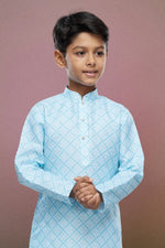 Thumbnail for Raivat Ethnic Cotton Digital Print Kids Kurta Pajama In Sky Blue Colour - Distacart