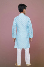 Thumbnail for Raivat Ethnic Cotton Digital Print Kids Kurta Pajama In Sky Blue Colour - Distacart