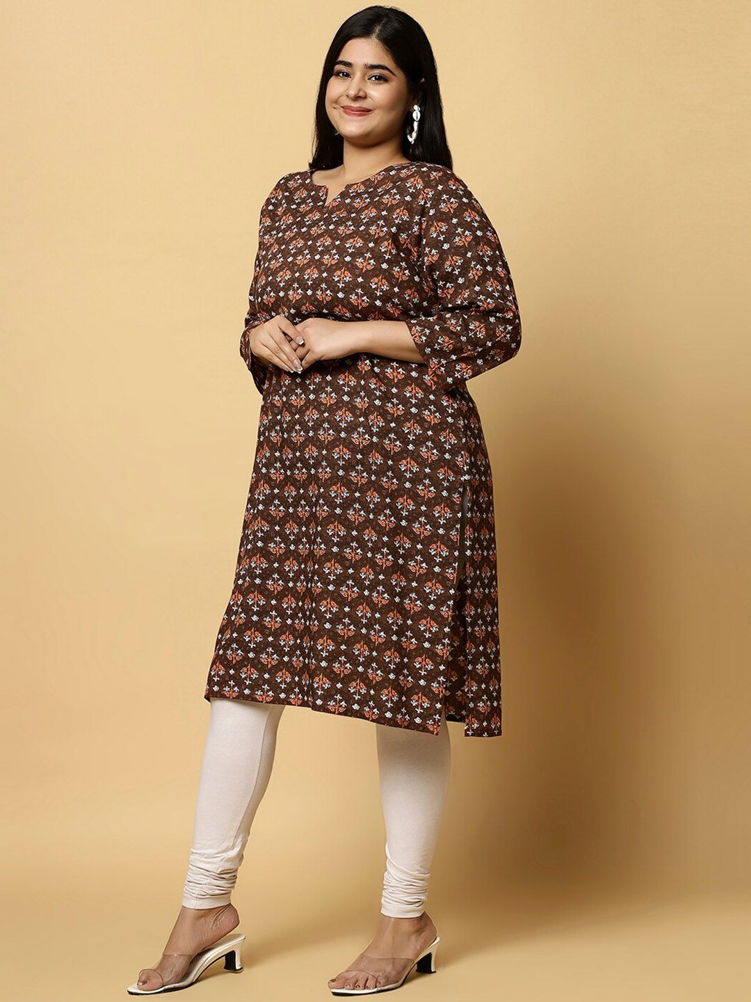 Sztori Plus Size Ethnic Motifs Printed Pure Cotton Kurta