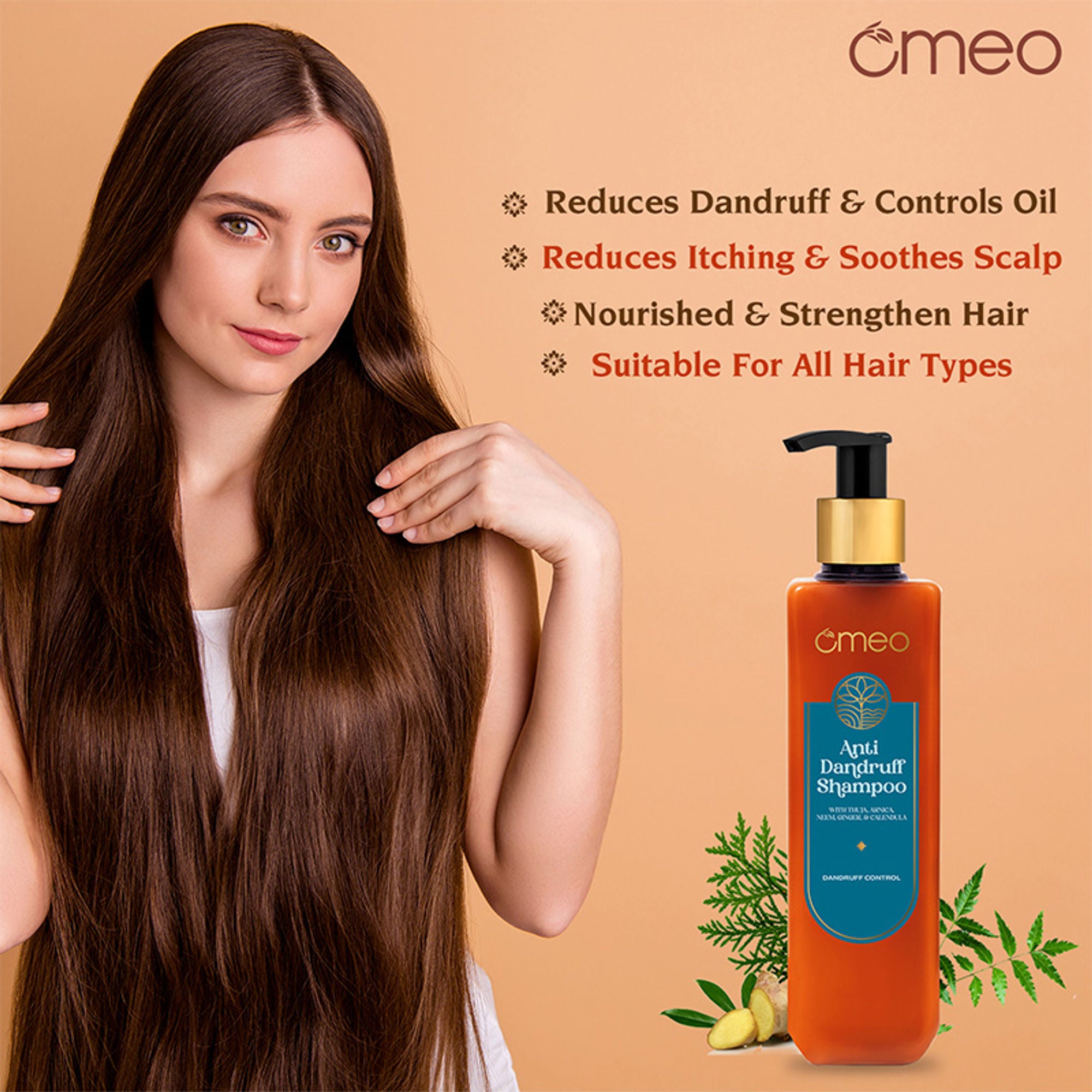 Omeo Anti Dandruff Shampoo With Green Natural Anti Dandruff Agent - Dista