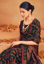 Thumbnail for Monjolika Fashion Black Georgette Printed Festival Designer Saree