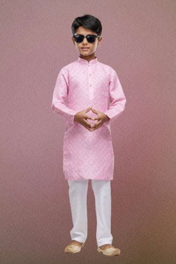 Raivat Ethnic Cotton Digital Print Kids Kurta Pajama In Pink Colour - Distacart