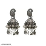 Thumbnail for Tehzeeb Creations Women's Black Colour Oxidised Jhumki - Distacart
