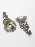 Thumbnail for NVR Women's Silver Plated Mirror Work Oxidised Contemporary Jhumka Earrings - Distacart
