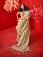 Thumbnail for Monjolika Fashion Light Green Tissue Weaving Zari Ceremonial Contemporary Saree