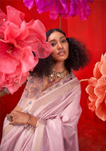 Thumbnail for Monjolika Fashion Lavender Tissue Weaving Zari Ceremonial Contemporary Saree