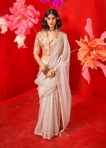 Thumbnail for Monjolika Fashion Off White Tissue Weaving Zari Ceremonial Contemporary Saree
