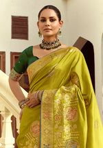 Thumbnail for Monjolika Fashion Silk Blend Weaving Pear Traditional Saree - Distacart