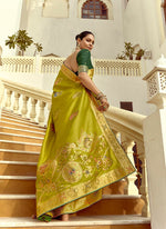 Thumbnail for Monjolika Fashion Silk Blend Weaving Pear Traditional Saree - Distacart