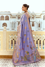 Thumbnail for Monjolika Fashion Silk Blend Weaving Lavender Traditional Saree - Distacart