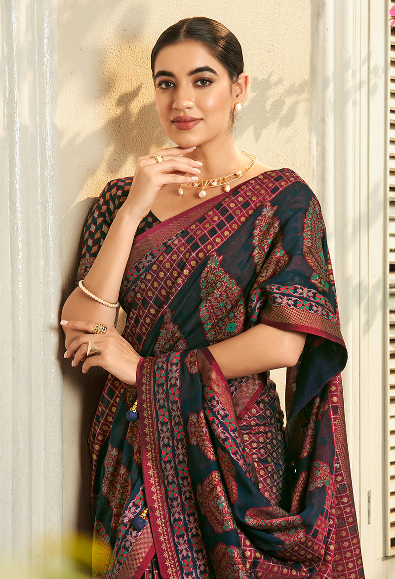 Monjolika Fashion Georgette Printed Multicolour Classic Saree - Distacart