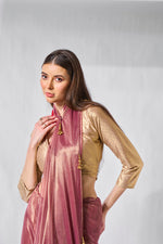 Thumbnail for Monjolika Fashion Onion Pink Gold Tissue Net Fancy Party Wear Saree
