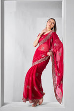 Thumbnail for Monjolika Fashion Chiffon Rani Embroidered Classic Saree