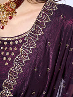 Thumbnail for Monjolika Fashion Chiffon Wine Embroidered Contemporary Saree